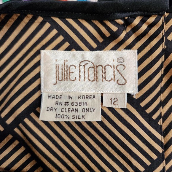 Vintage 80s Block Striped Silk Blouse - Picture 8 of 8